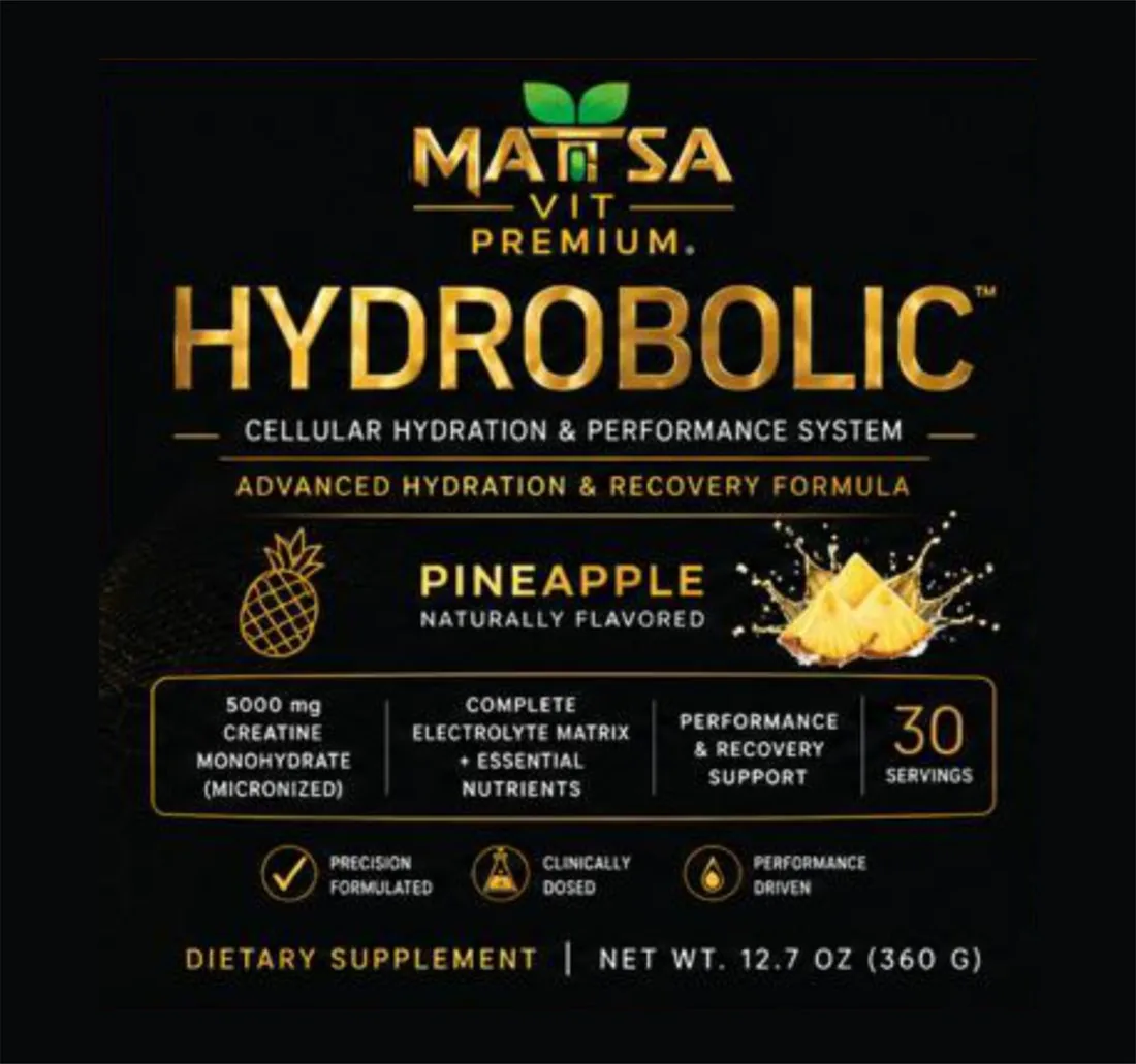 AI-generated supplement label with soft glow effects and rough edges