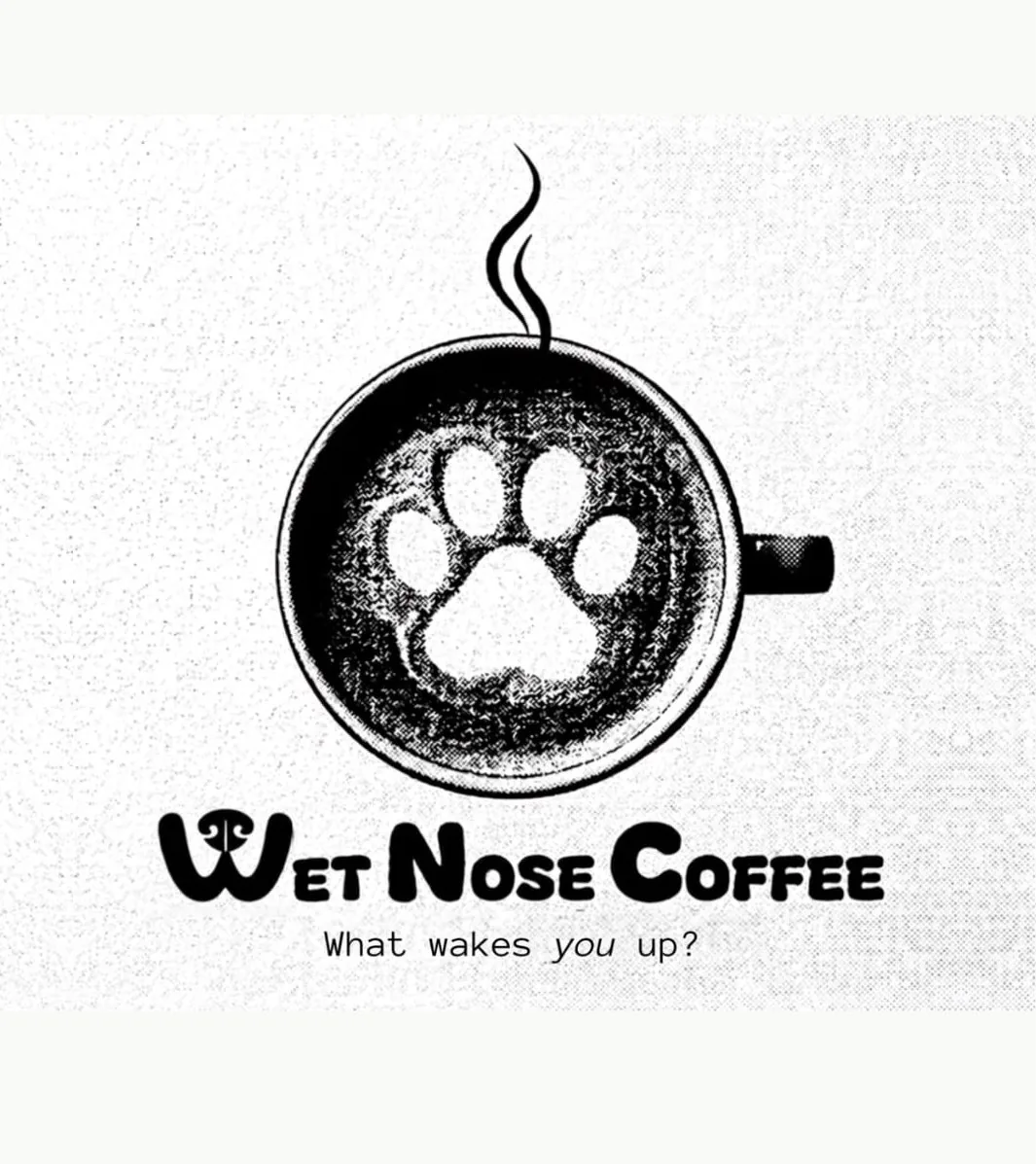 AI-generated coffee shop logo, grainy and dithered, not vector